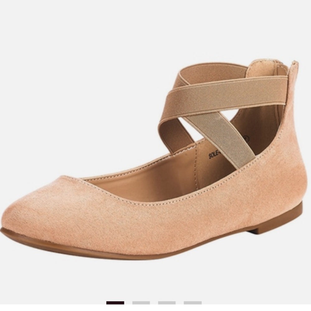 Dream Pairs Tan Elastic Flats